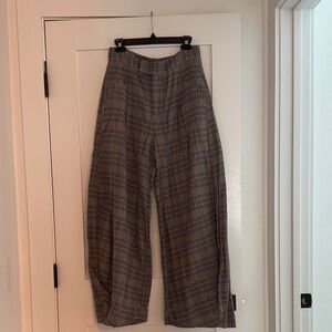 Free People Plaid Wide-Leg Pants